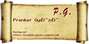 Prenker Győző névjegykártya